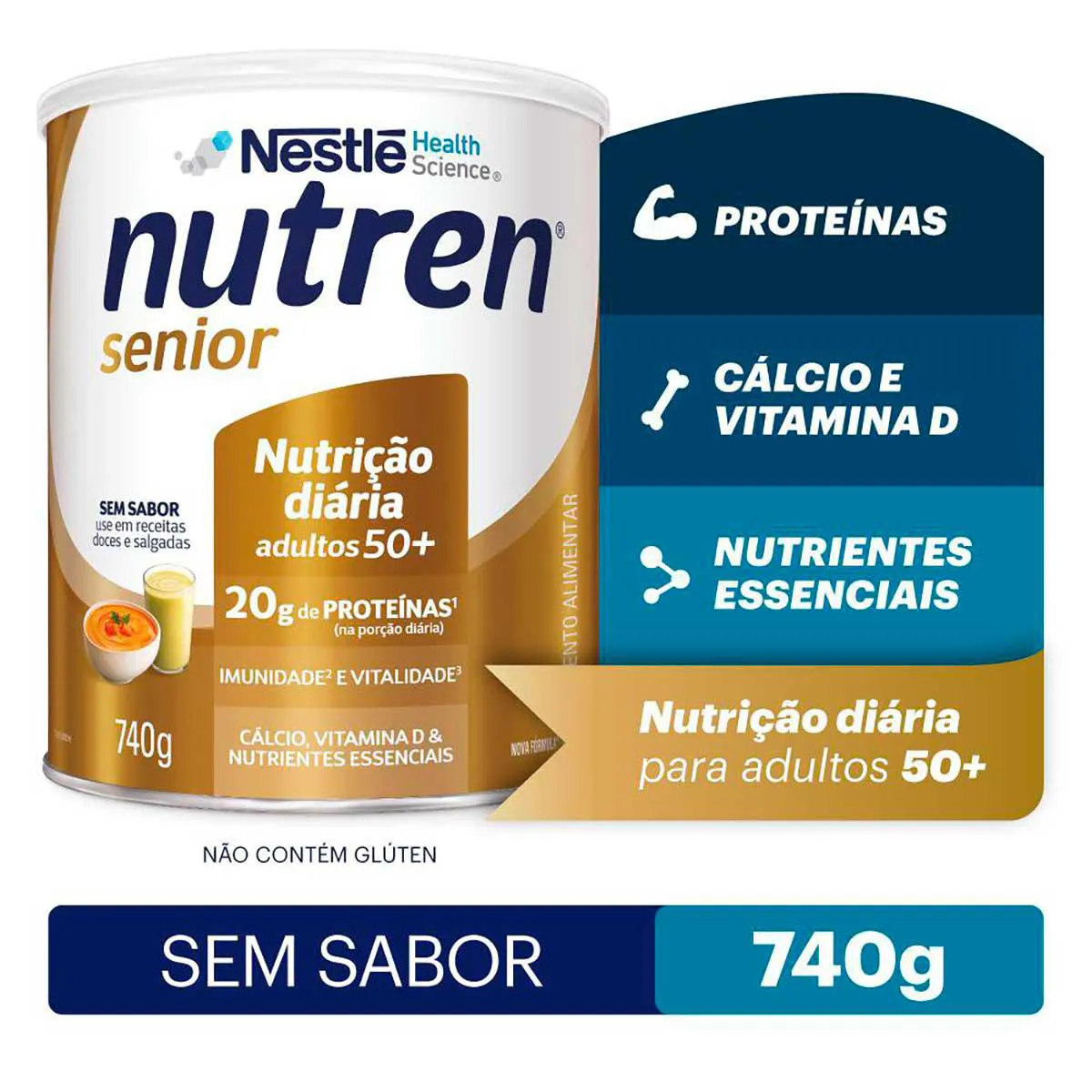 Complemento Alimentar Nutren Senior 50+ Sem Sabor 740g