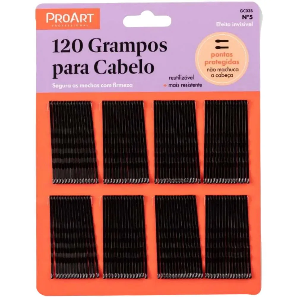 120UN GRAMPO DE CABELO PRETO N5 PENTEADOS PROART