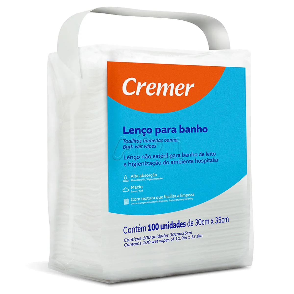 LENçO PARA BANHO ACAMADO CREMER 30X35CM - 100 UN