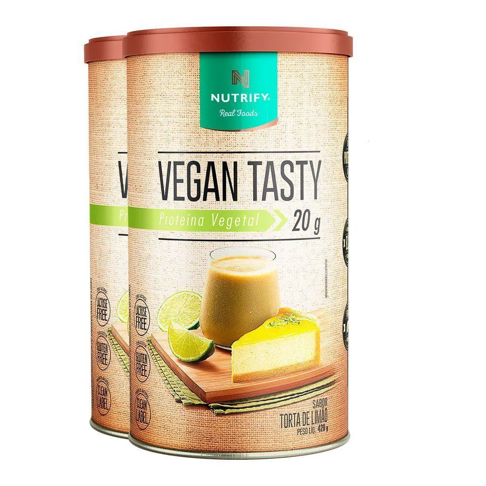 KIT 2 VEGAN TASTY PROTEíNA VEGETAL TORTA DE LIMãO NUTRIFY 420G