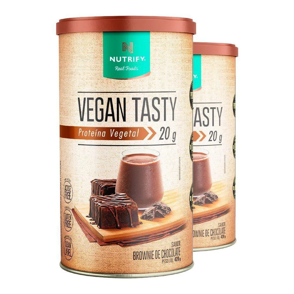 KIT 2 VEGAN TASTY BROWNIE DE CHOCOLATE NUTRIFY 420G