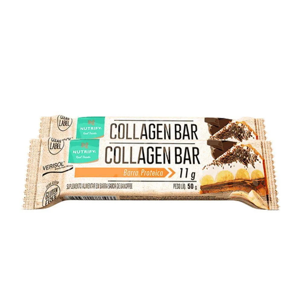 KIT 2 COLLAGEN BAR NUTRIFY BARRA DE PROTEíNA BANOFFE UND 50G