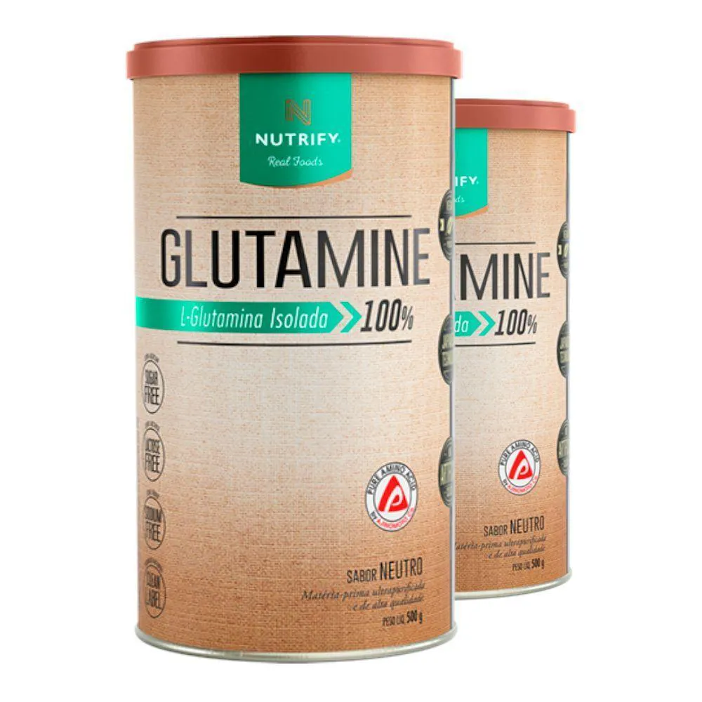 KIT 2 GLUTAMINE L-GLUTAMINA ISOLADA NEUTRO NUTRIFY 500G