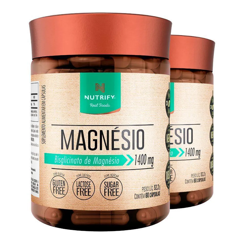 KIT 2 MAGNéSIO 1400MG NUTRIFY 60 CáPSULAS