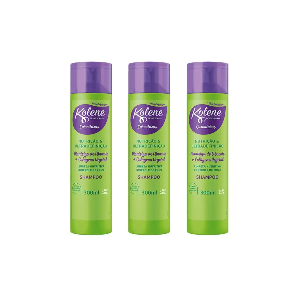 SHAMPOO KOLENE 300ML CURVATURAS - KIT C/ 3UN