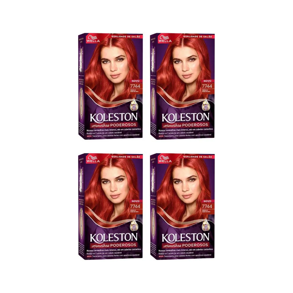 COLORAçAO KOLESTON 7744 VERMELHO INTENSO - KIT C/4UN