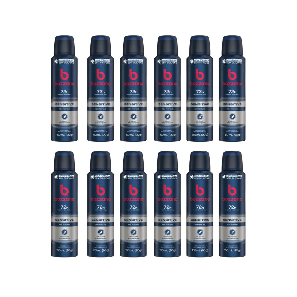 DESODORANTE AERO BOZZANO 150ML SENSITIVE SEM PERFUME-KIT12UN