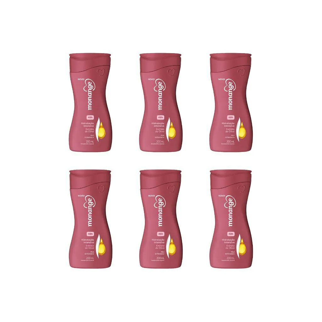 HIDRATANTE CORPORAL MONANGE 200ML EXTRATO DE OLIVA-KIT C/6UN
