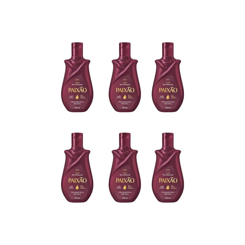 HIDRATANTE CORPORAL PAIXAO 200ML FRAMBOESA NEGRA - KIT C/6UN