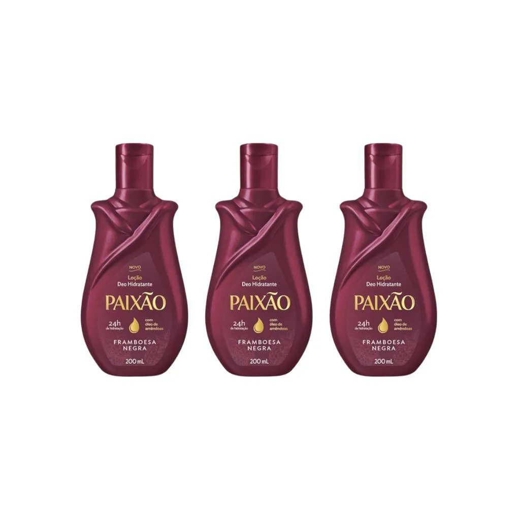HIDRATANTE CORPORAL PAIXAO 200ML FRAMBOESA NEGRA - KIT C/3UN