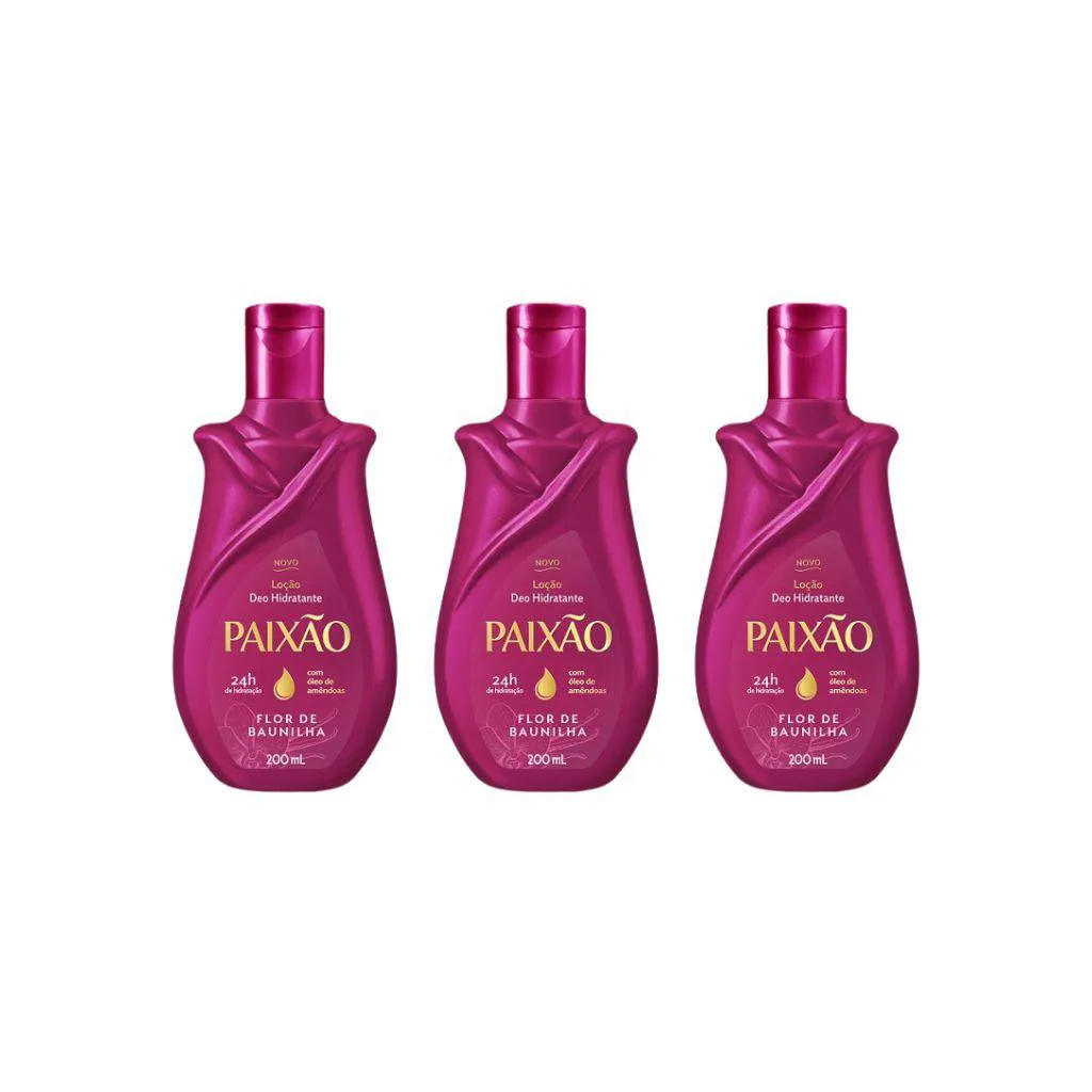 HIDRATANTE CORPORAL PAIXAO 200ML FLOR BAUNILHA - KIT C/ 3UN
