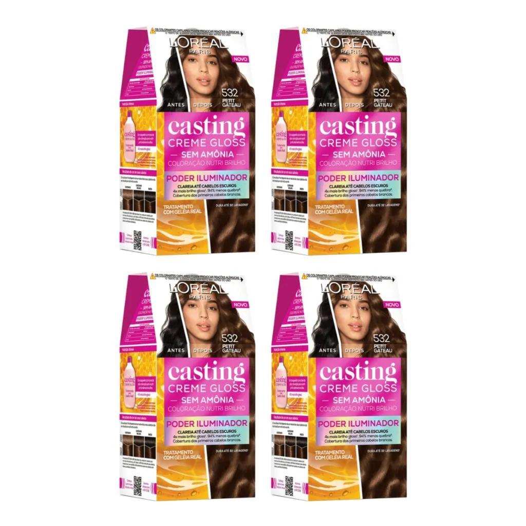 COLORAçAO CASTING GLOSS 532 PETIT GATEAU - KIT C/ 4UN