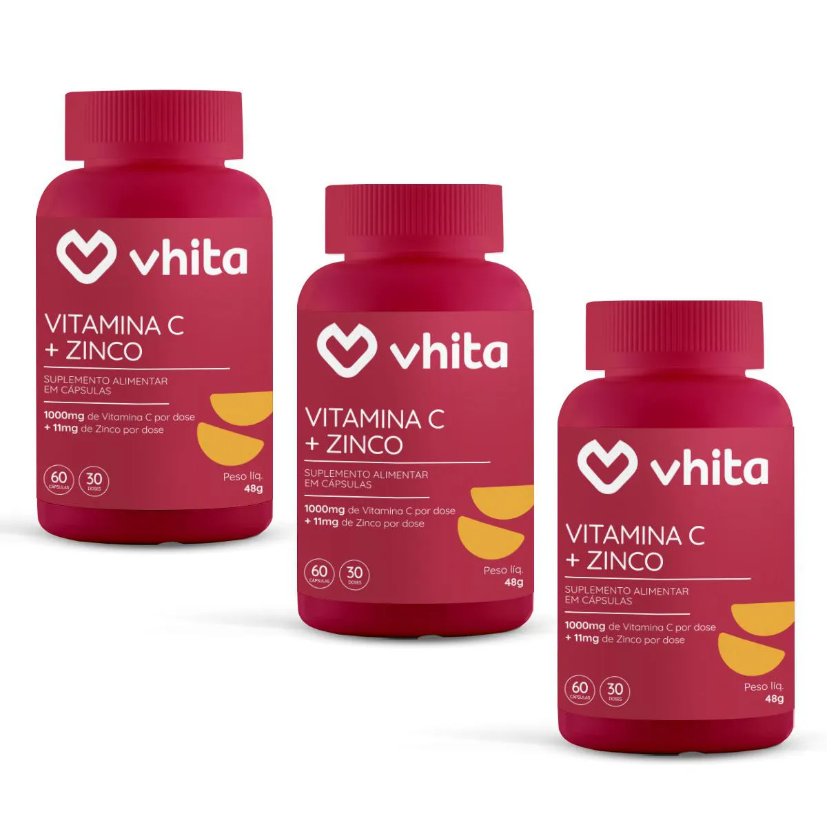 VITAMINA C 1000MG E ZINCO COM 60 CáPSULAS VHITA ( 3 UNIDADES)