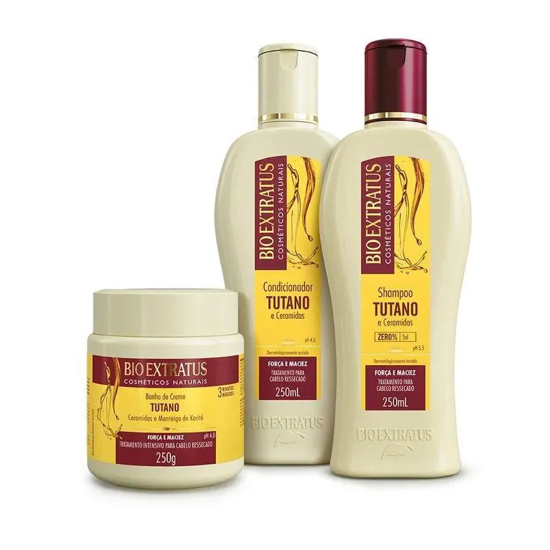 KIT 1 SHAMPOO 1 CONDICIONADOR 1 BANHO CREME TUTANO 250 ML