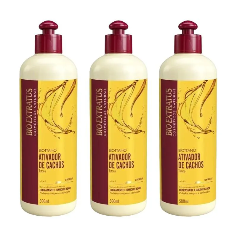 KIT 3 BIOTTANO UMIDIFICADOR ATIVADOR DE CACHOS TUTANO 500ML BIO EXTRATUS