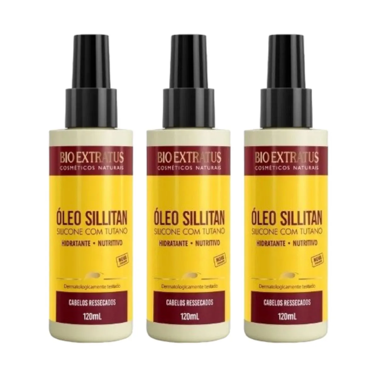 KIT 3 ÓLEO CAPILAR SILLITAN REDUTOR DE VOLUME 120 ML BIO EXTRATUS