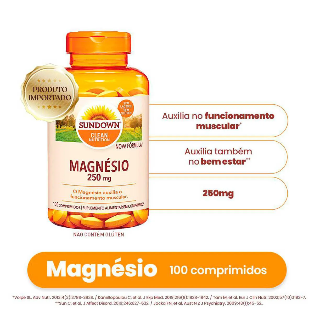 Magnésio Sundown 250mg 100 comprimidos