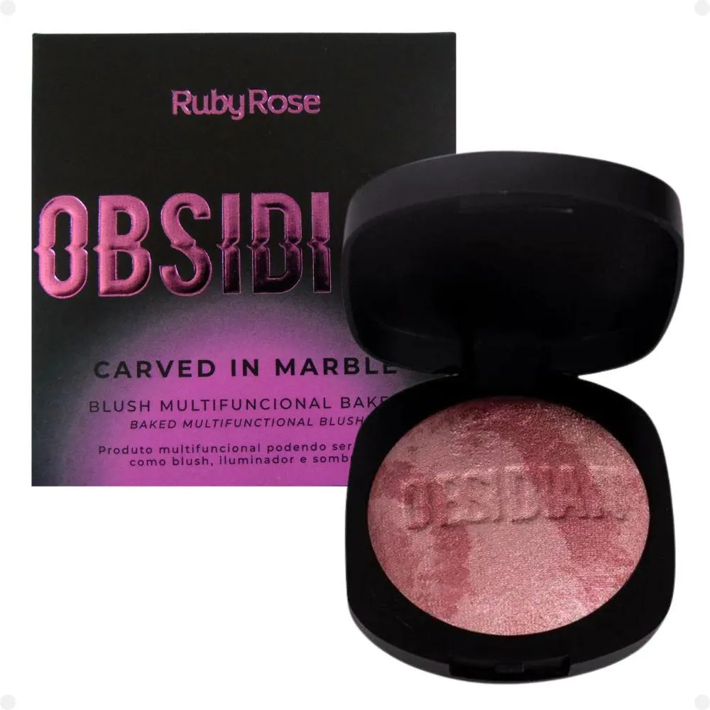 BLUSH MULTIFUNCIONAL RUBY ROSE OBSIDIAN CARVED IN MARBLE PIETà 10,5G HB-1002-3