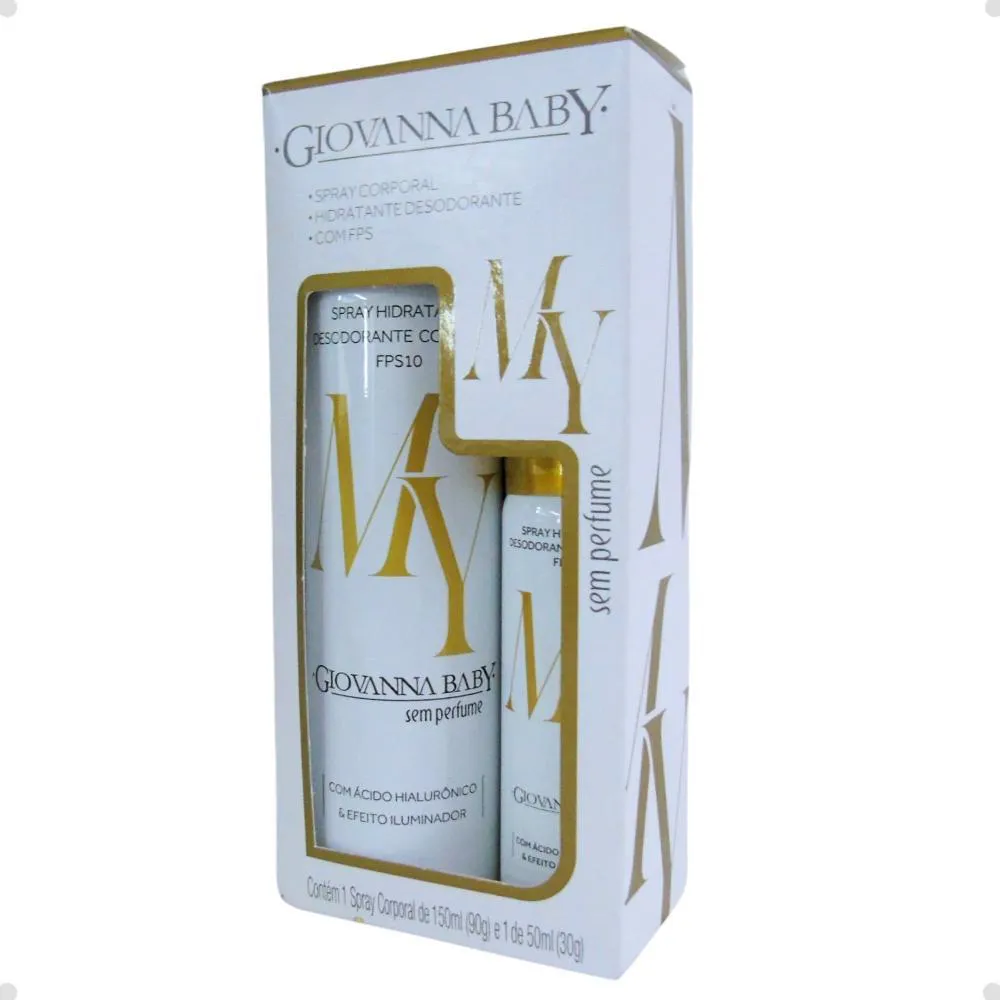 KIT SPRAY GIOVANNA BABY DESODORANTE CORPORAL SEM PERFUME FPS10 COM 2