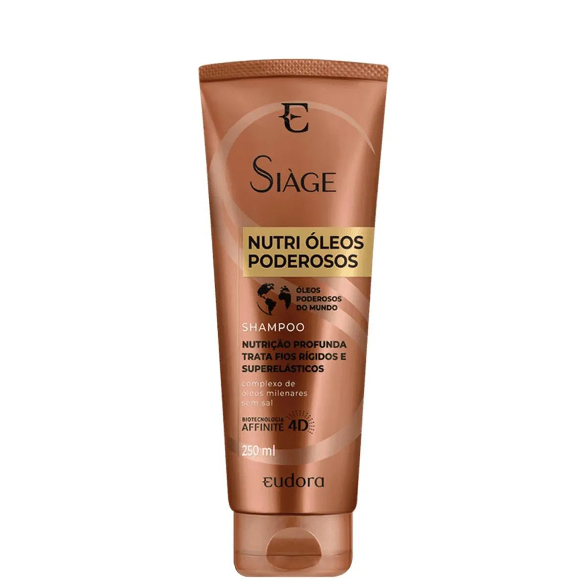 Shampoo Vegano Eudora Siàge Nutri Óleos Poderosos Hidratação Profunda 250ml