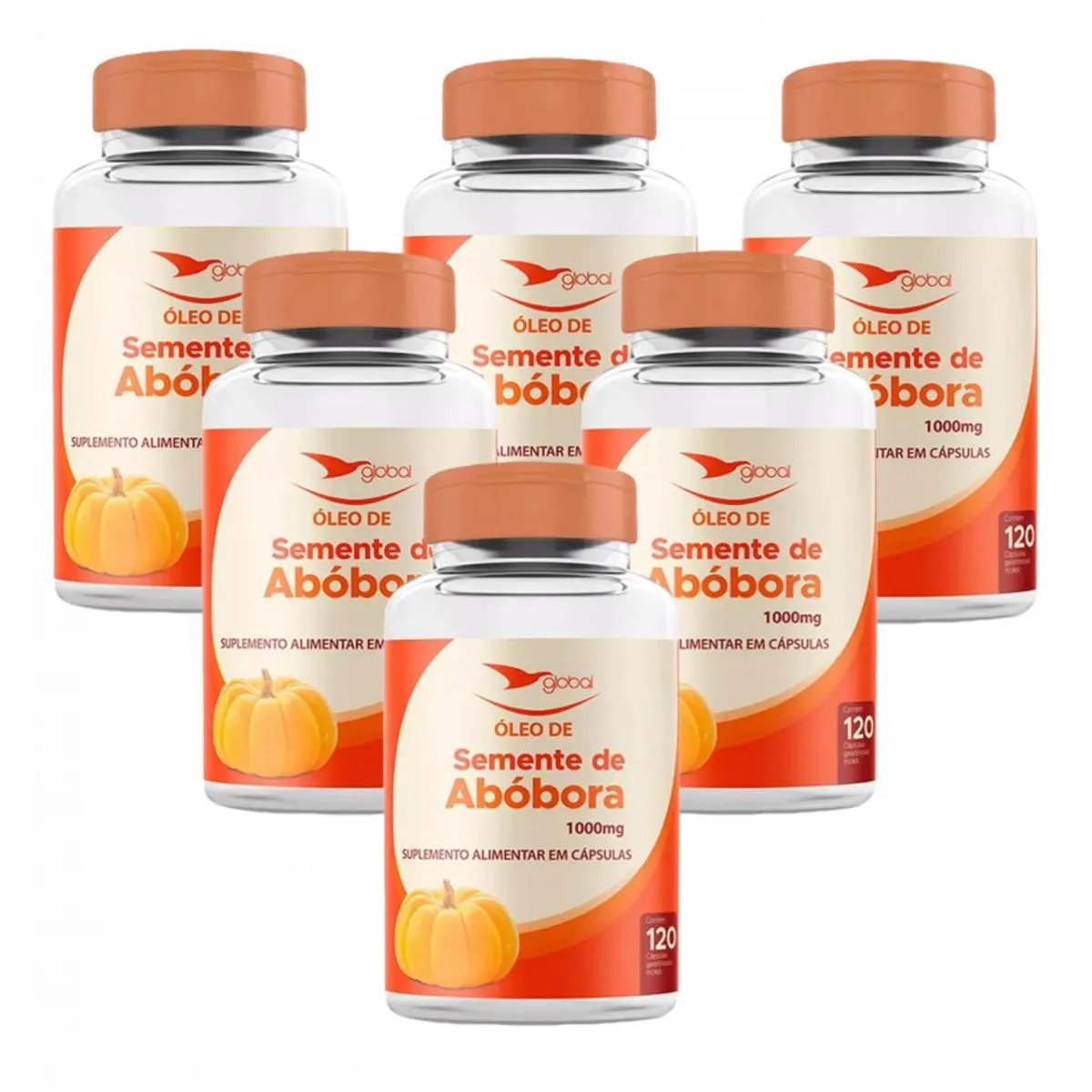 6X ÓLEO DE SEMENTE DE ABóBORA- 1000MG- 120 SOFTGELS- GLOBAL