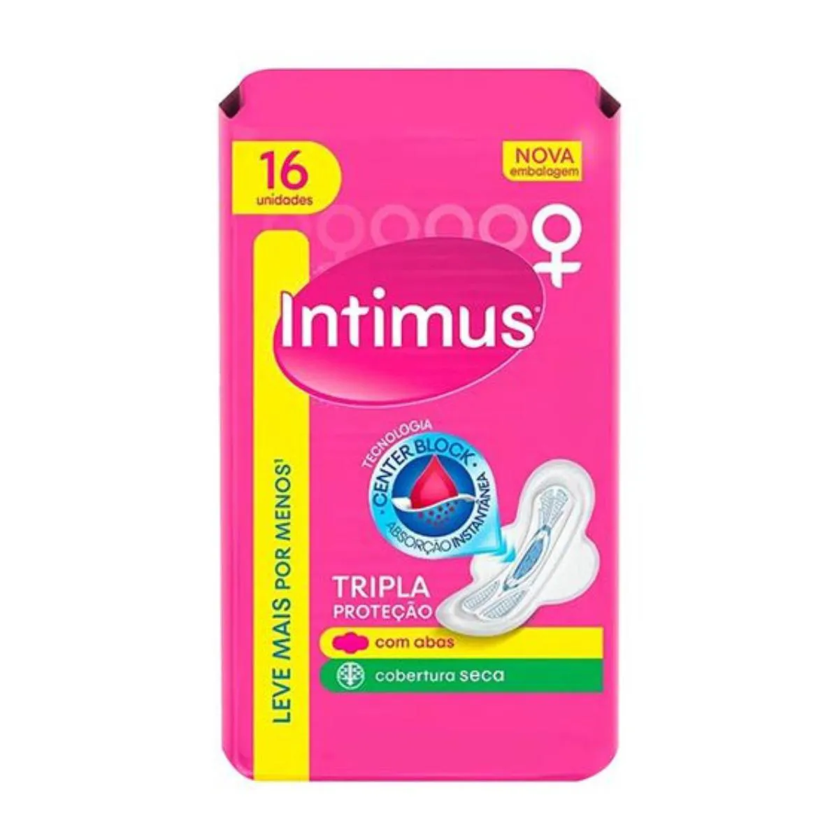 ABSORVENTE INTIMO GEL SUAVE C/ ABAS TRIPLA PROTEçãO PCT 16 INTIMUS