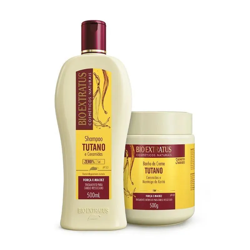 KIT 1 SHAMPOO 1 BANHO CREME FORçA E MACIEZ TUTANO500 ML