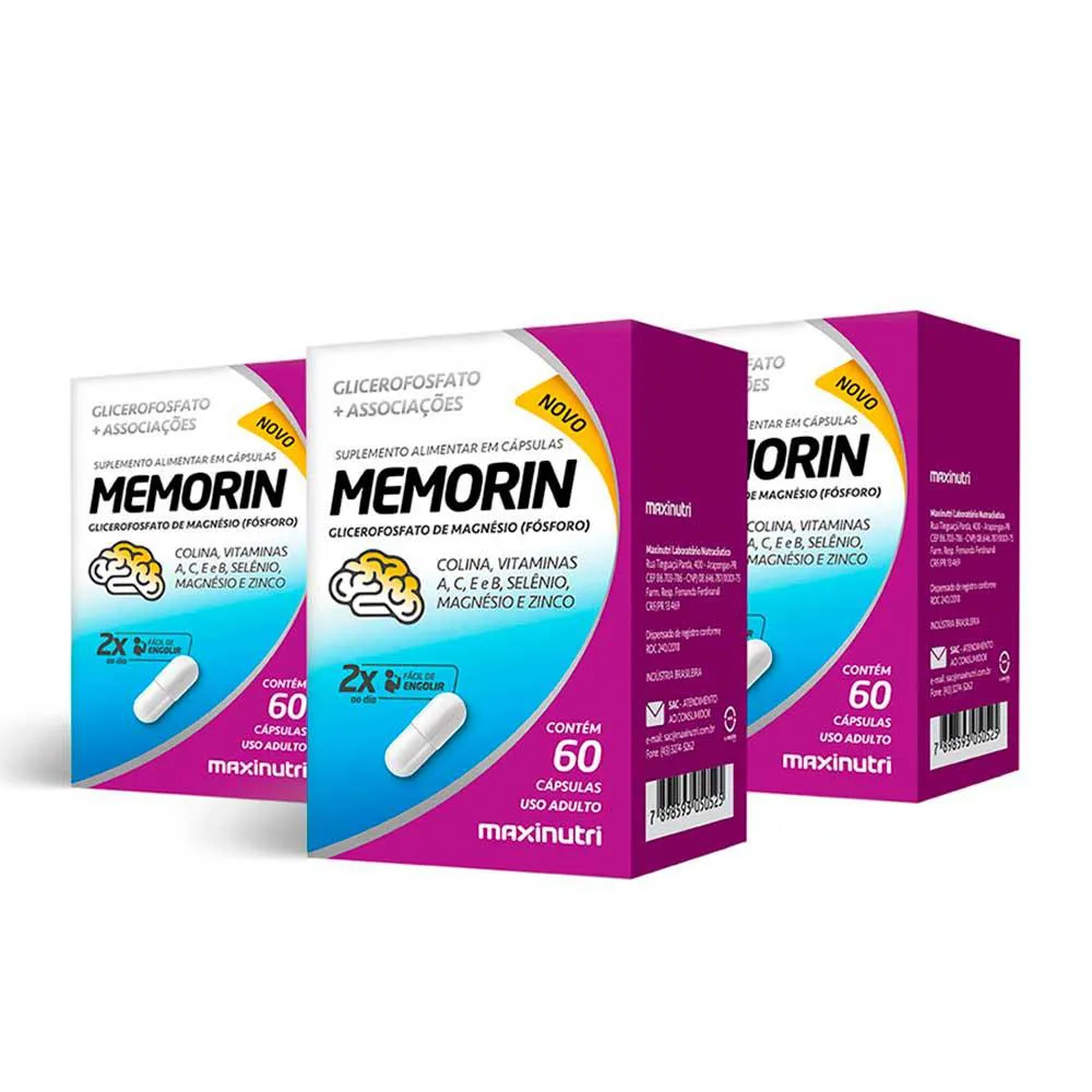 KIT 03 MEMORIN FOSFORO + VITAMINAS 60 CAPSULAS MAXINUTRI