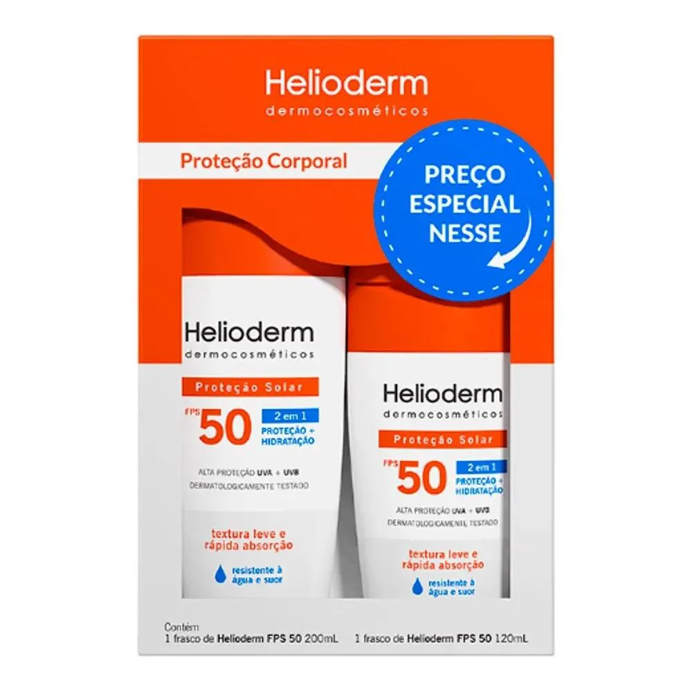 KIT PROTETOR SOLAR HELIODERM FPS50 200 + 120ML - KLEY HERTZ