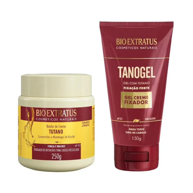 KIT TUTANO FINALIZAçãO CAPILAR 1 BANHO DE CREME 250ML 1 TANOGEL FIX FORTE