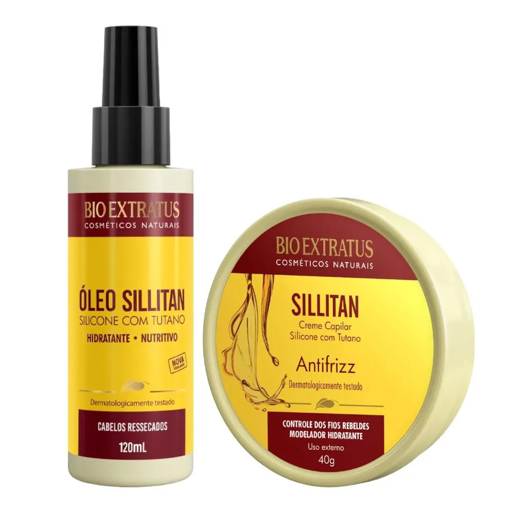 KIT TUTANO CONTROLE DE VOLUME E ANTIFRIZZ 1 CREME CAPILAR SILLITAN 1 ÓLEO CAPILAR SILLITAN 120 ML