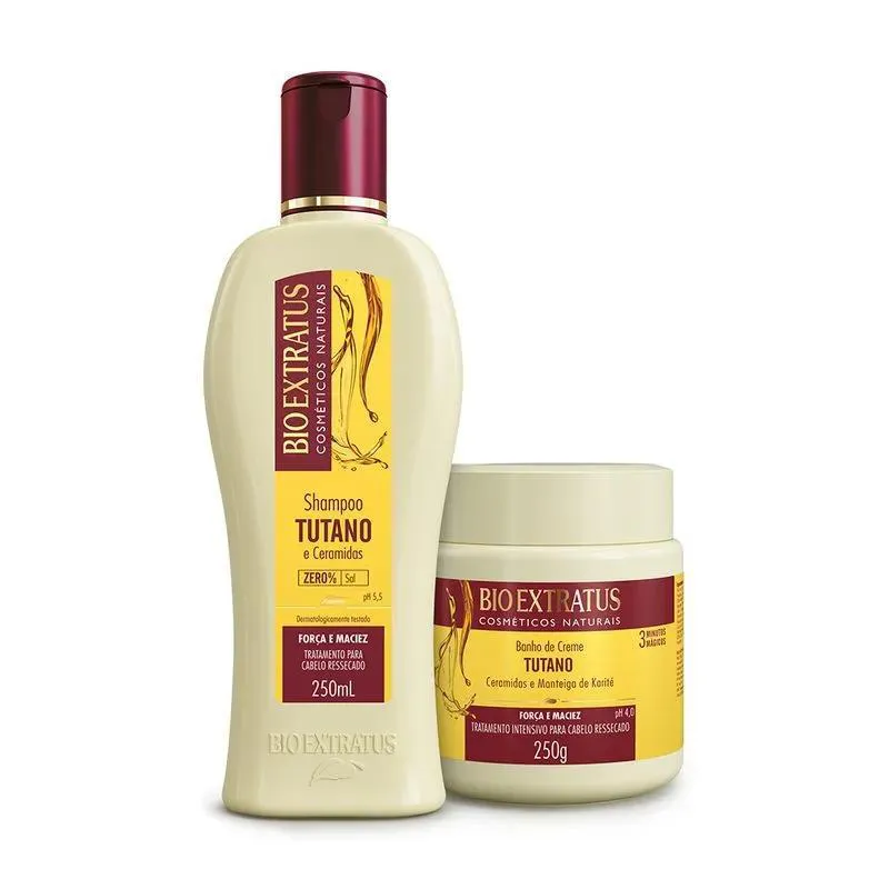 KIT 1 SHAMPOO 1 BANHO CREME FORçA E MACIEZ TUTANO 250 ML