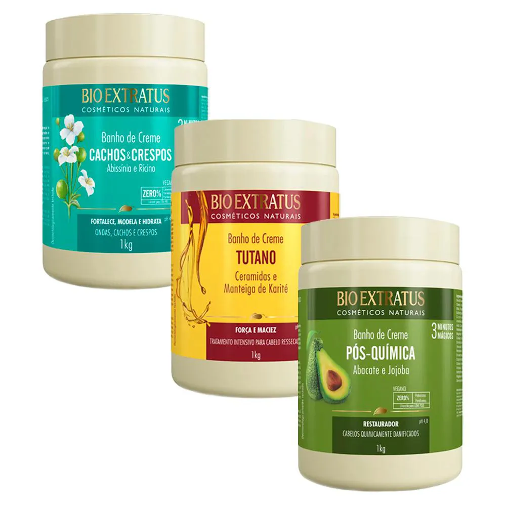 KIT BIO EXTRATUS MáSC. TUTANO+ PóS-QUíMICA+ CACHOS