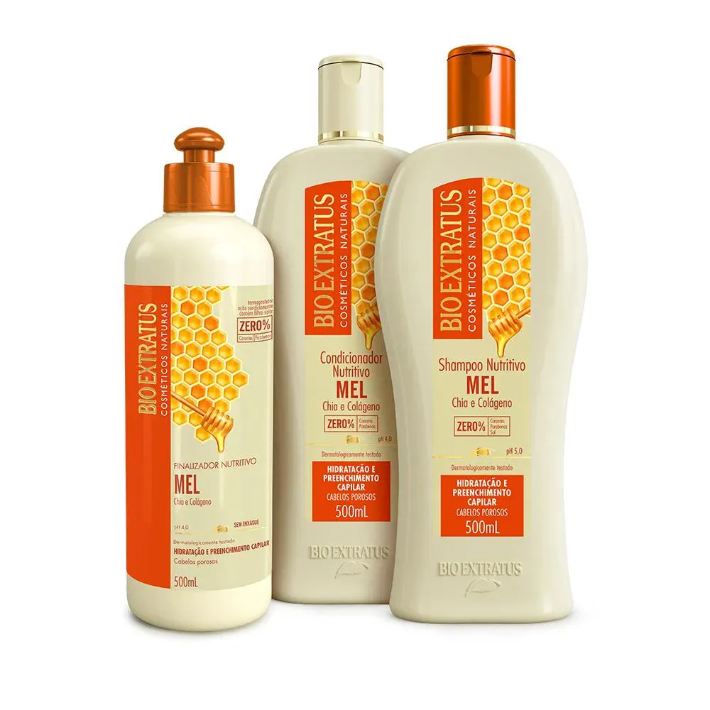 KIT BIO EXTRATUS MEL SHAMPOO CONDICIONADOR FINALIZADOR 500ML