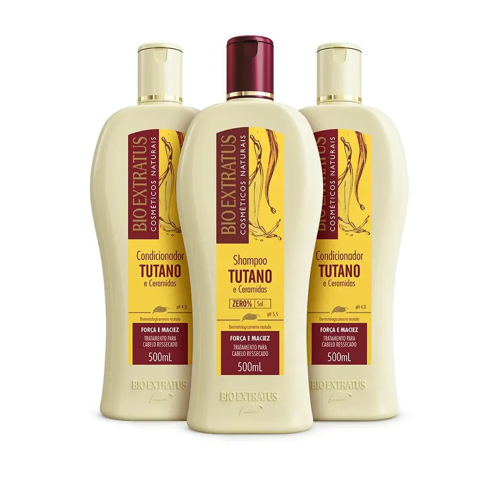 KIT TUTANO BIO EXTRATUS SHAMPOO, CONDICIONADOR E CREME DE SILICONE 500ML