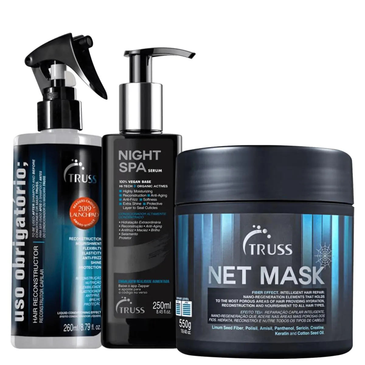 KIT TRUSS NET MASK OBRIGATóRIO NIGHT SPA (3 PRODUTOS)