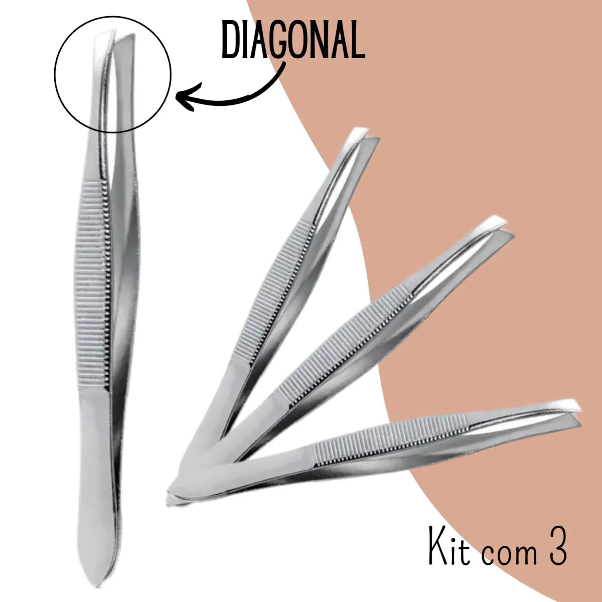 KIT COM 3 PINçAS DIAGONAL AçO INOX - KISS NEW YORK