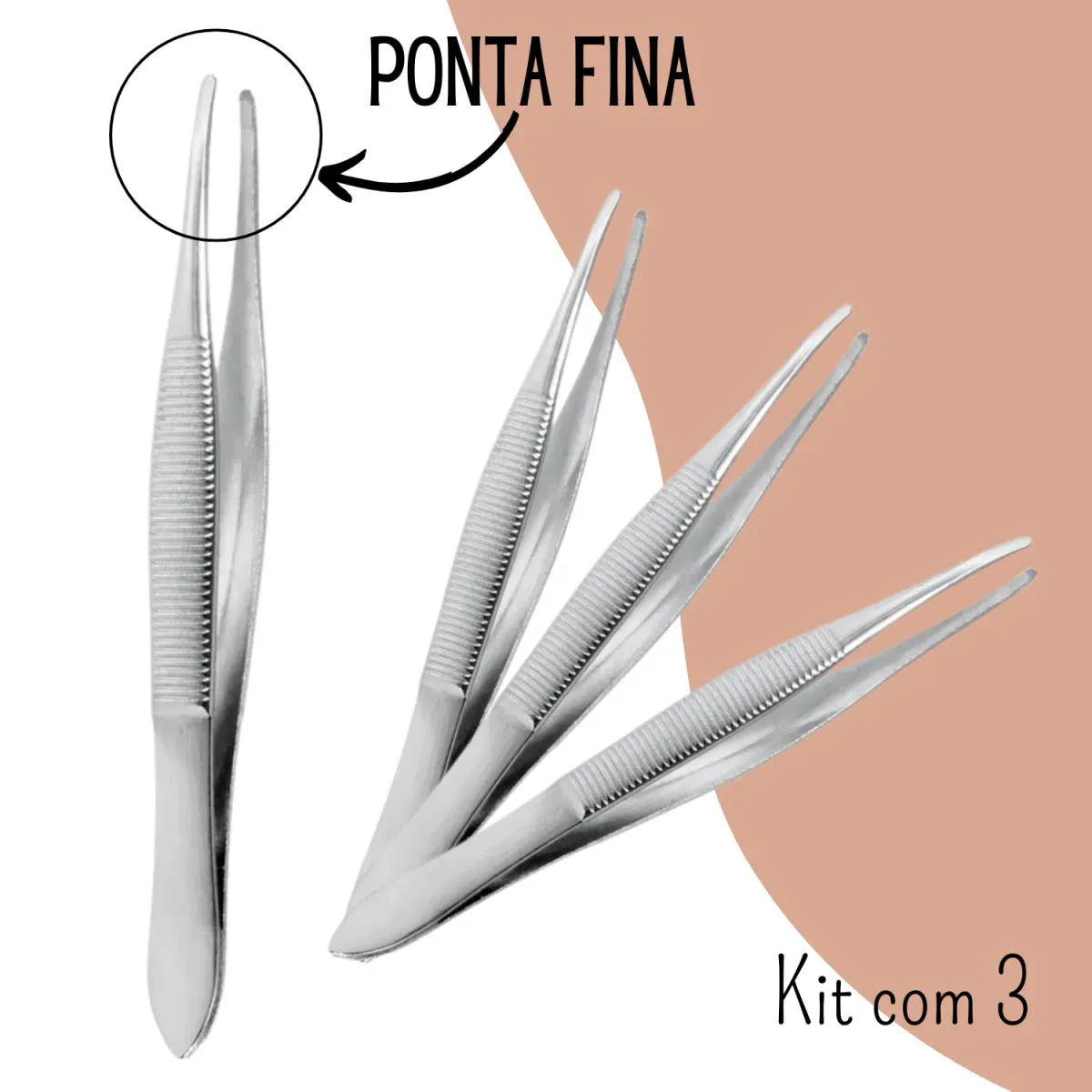 KIT COM 3 PINçAS PONTA FINA AçO INOX - KISS NEW YORK