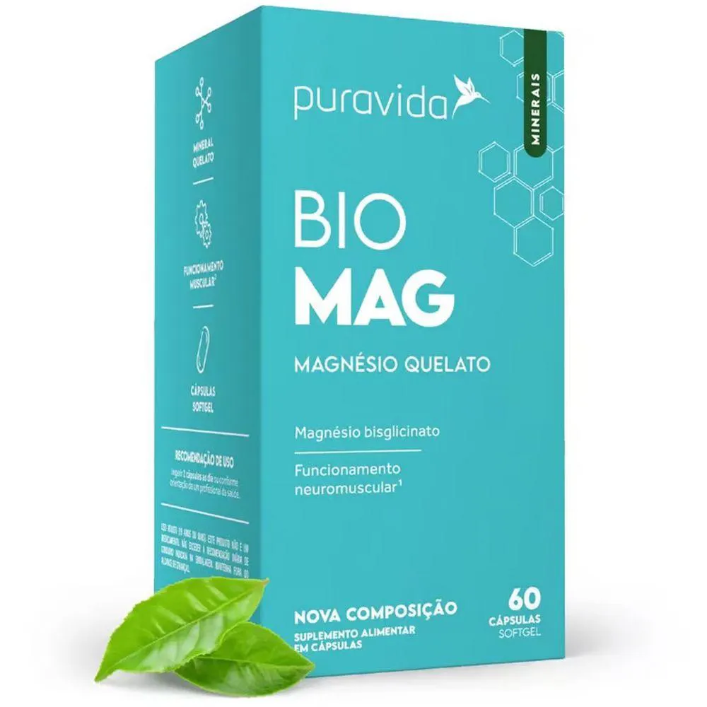 BIO MAG MAGNESIO QUELATO - 60 CAPSULAS SOFTGELS - PURA VIDA