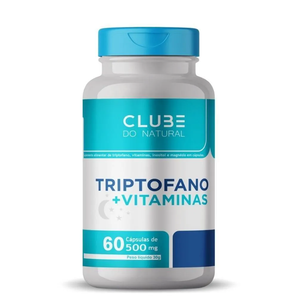 TRIPTOFANO MAIS VITAMINAS 60 CáPSULAS 500MG CLUBE DO NATURAL