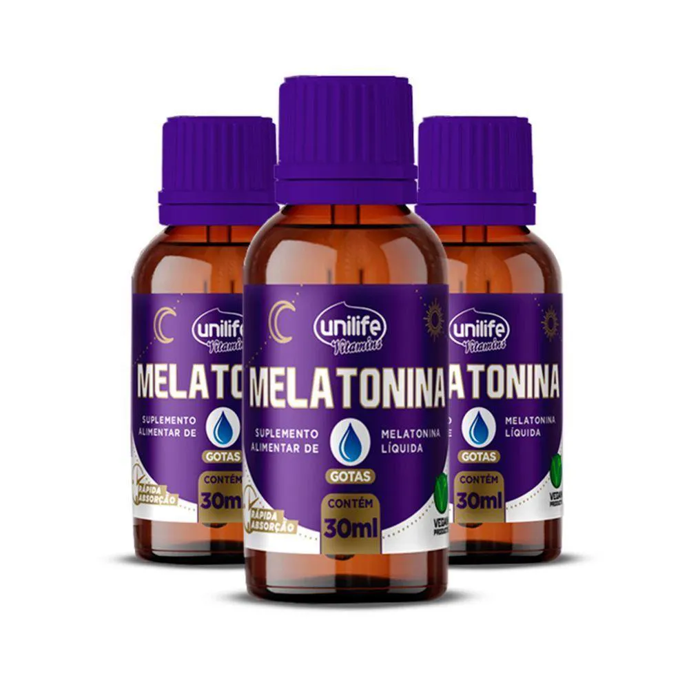 KIT 3 MELATONINA EM GOTAS UNILIFE 30ML