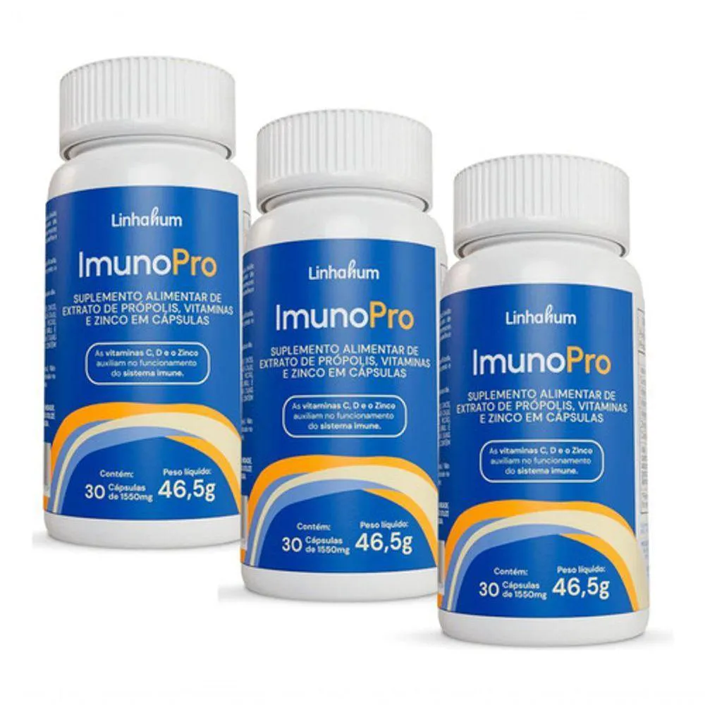 3UN IMUNOPRO SUPLEM IMUNIDADE PRóPOLIS MIX VIT MINE LINHAHUM COR INCOLOR