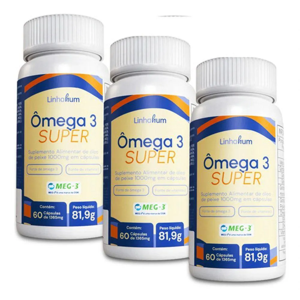 3U ôMEGA 3 SUPER 60 CAP 1000MG SELO MEG3 660MG EPA LINHAHUM