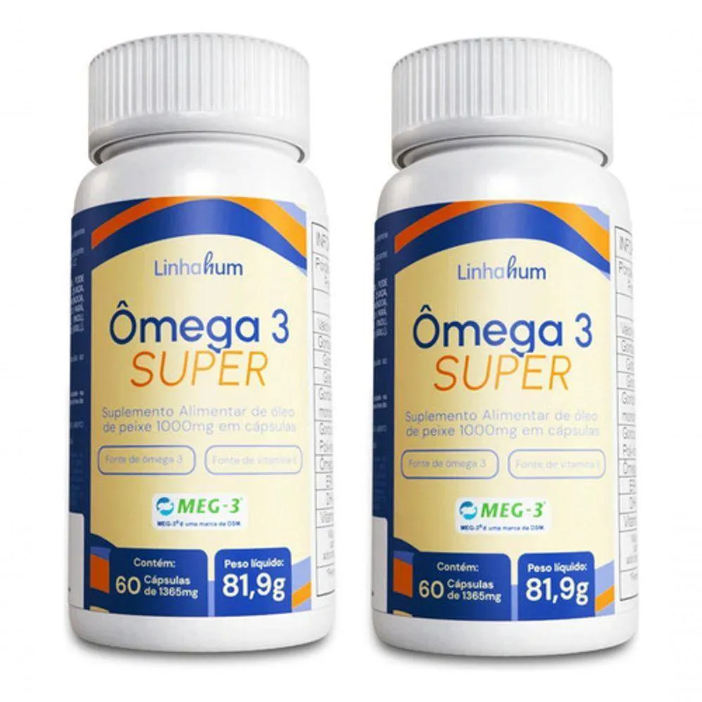 2U ôMEGA 3 SUPER 60 CAP 1000MG SELO MEG3 660MG EPA LINHAHUM COR:INCOLOR