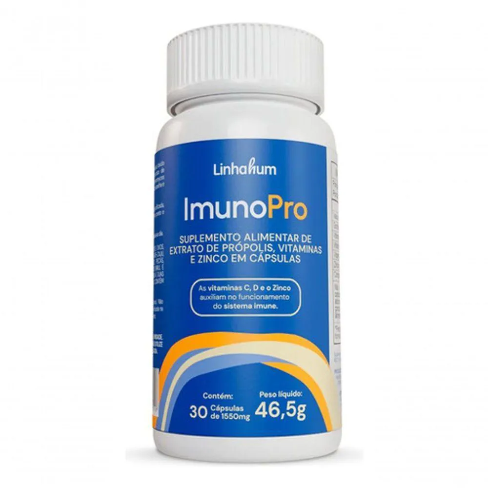 IMUNOPRO SUPLEMENTO IMUNIDADE PRóPOLIS MIX VIT MINE LINHAHUM SABOR SEM SABOR