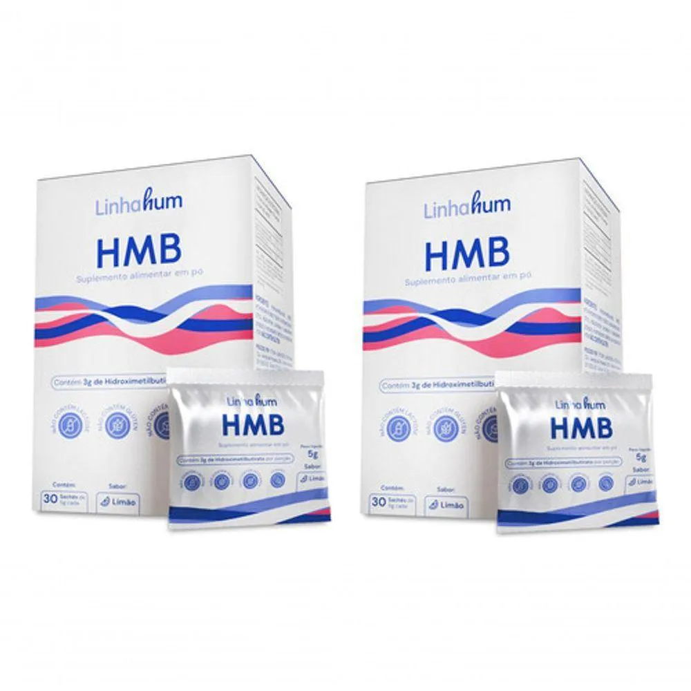 KIT 2CX HMB SUPLEMENTO ALIMENTAR Pó 30 SACHES DE 5G LINHAHUM