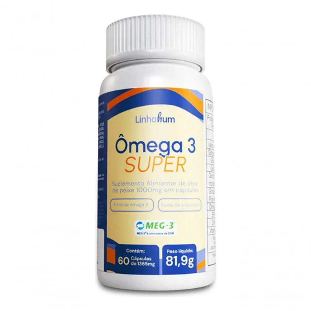 3U ôMEGA 3 SUPER 60 CAP 1000MG SELO MEG3 660MG EPA LINHAHUM COR:INCOLOR
