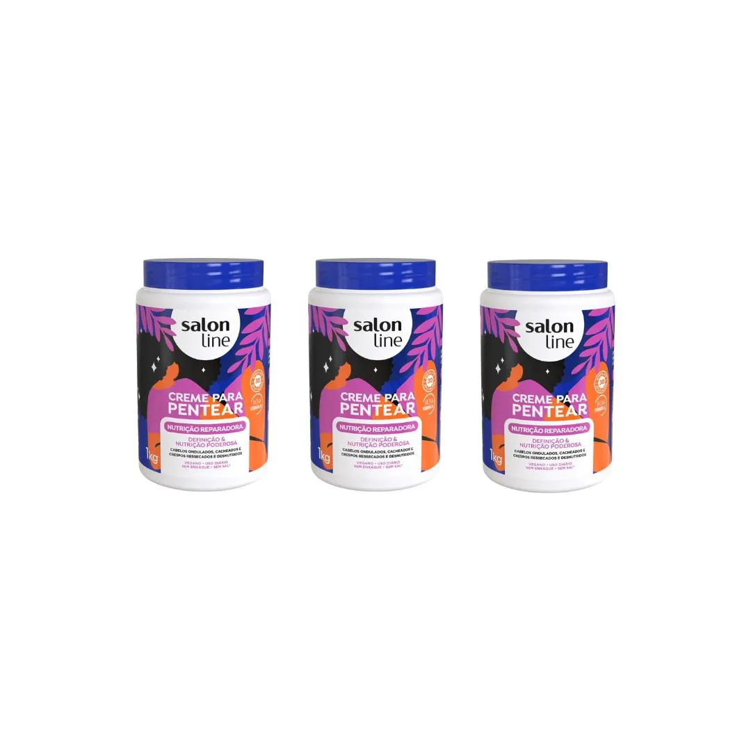 CREME PARA PENTEAR SALON LINE 1KG NUTRIçãO REPARADORA - 3UN
