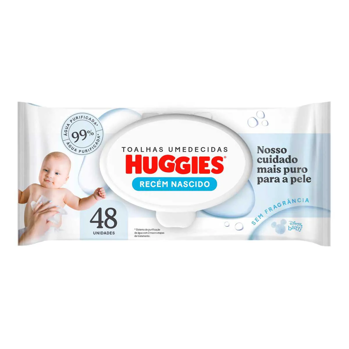 Lenço Umedecido Huggies Recém Nascido Disney Baby Hipoalergênico Sem Fragrância 48 unidades