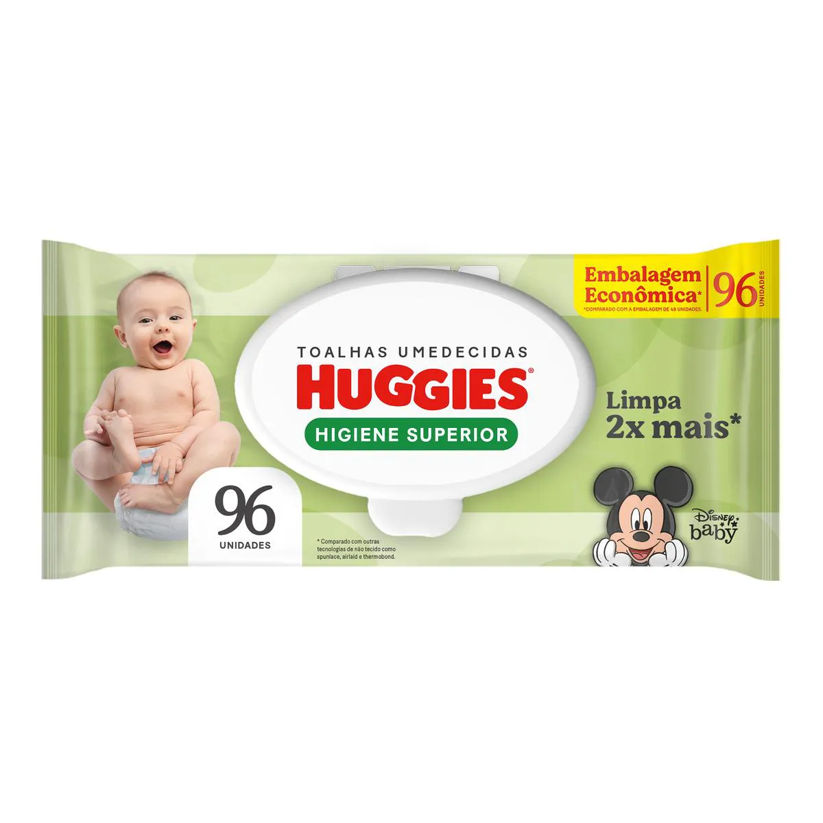 Lenço Umedecido Huggies Disney Baby Higiene Superior Hipoalergênico Sem Álcool 96 unidades 